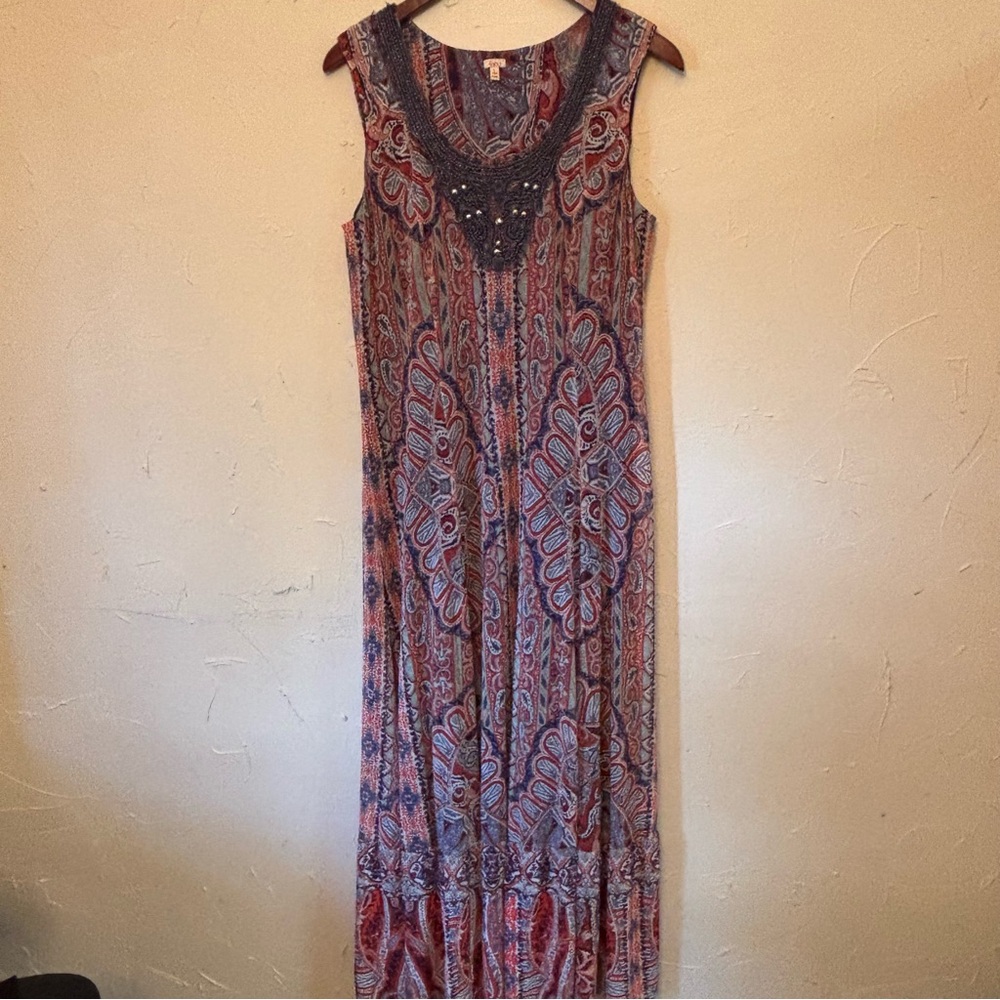 Reba Paisley Maxi Dress - Blue and Red